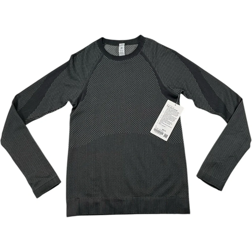 NWT Lululemon Rest Less Pullover‎ Curve Block Black / Rhino Grey W3GZ0S Size 4